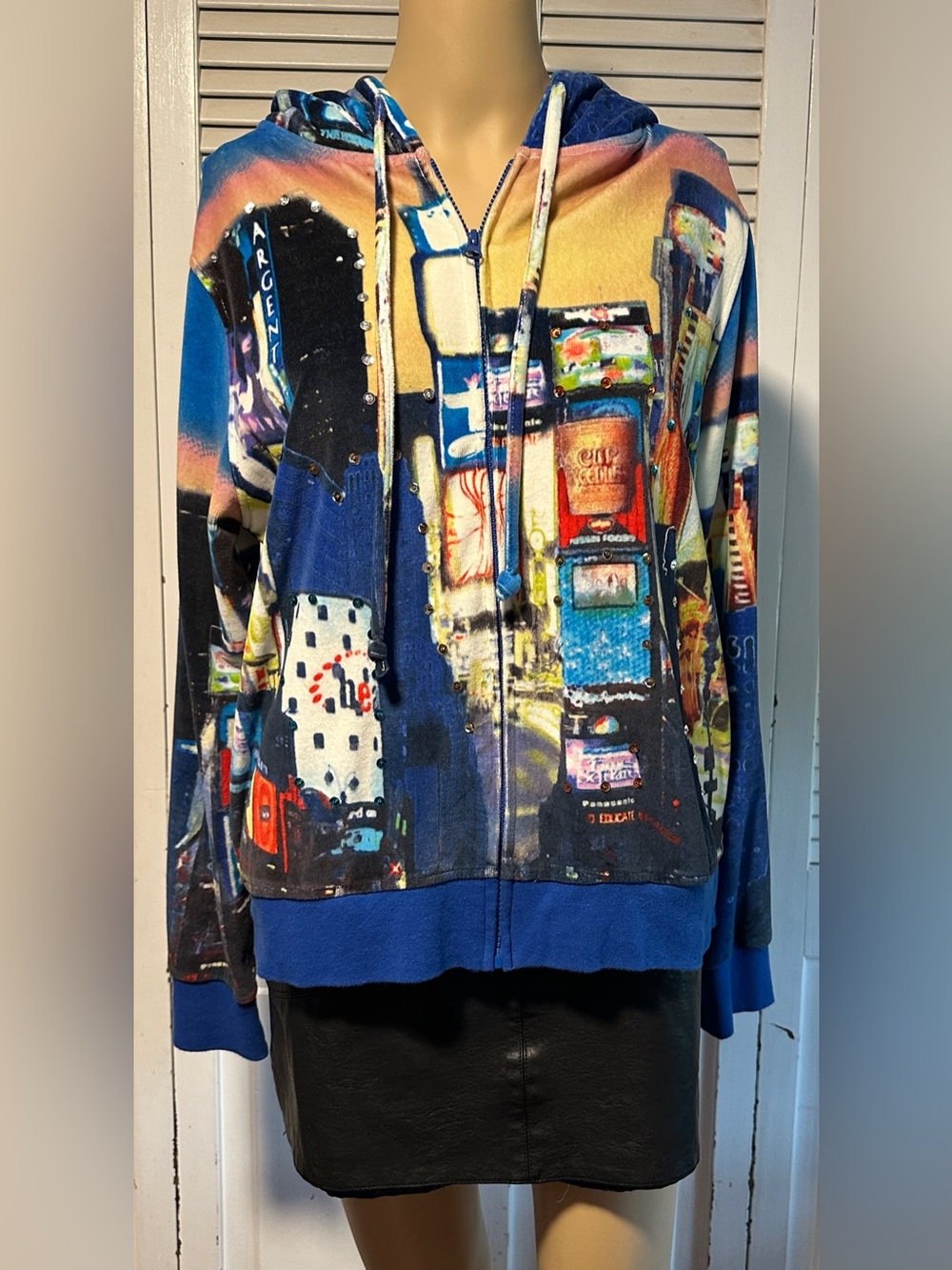 French Postcards Blue Full Zip Hoodie Jacket M